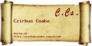 Czirbus Csaba névjegykártya